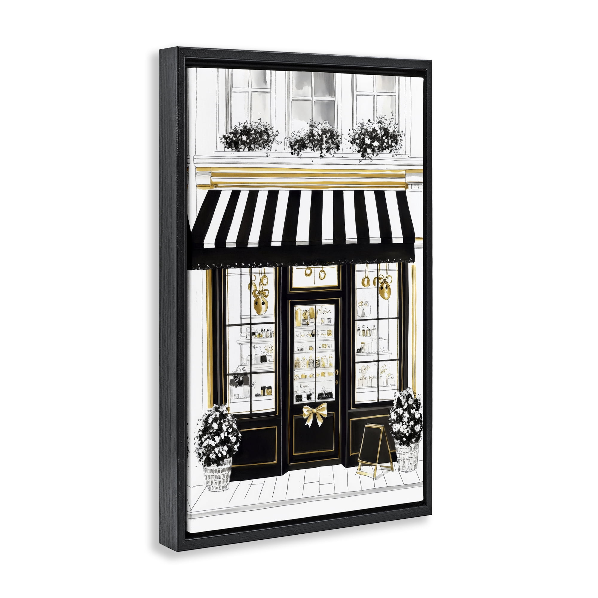 Stupell Industries Paris Storefront Window Display Black Framed Floater Canvas Wall Art, design by Petal Prints Design