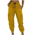 thumbnail image 2 of OKBOP Parachute Womens Cargo Joggers High Waist Cuffed Full Length Fall Trousers Hiking Y2k Relaxed Fit Scrub Elastic Waist Jogger, 2 of 7