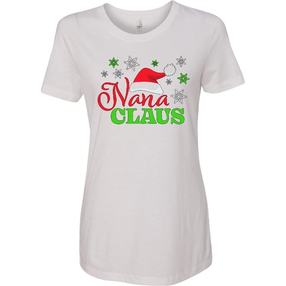 Inktastic Nana Claus with Christmas Santa Hat and Snowflakes Women's T-Shirt
