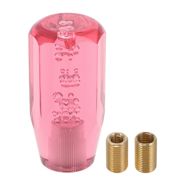 Perilla de Cambio de Coche Única Bargains 10cm Octagonal Cristal Frontal Universal para Vehículo Automático y Manual Acrílico Rosa con 2 Adaptadores 1 Set