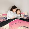 thumbnail image 4 of Manfei Ukiyo-e Fuji Cherry Twin Comforter Sets for Girls Women, Red Sun Bird Bedding Set, Pink Beige, Black Reversible 2 Pieces, 1 Comforter and 1 Pillowcase, 4 of 6