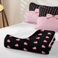 thumbnail image 4 of Erosebridal Pink Black Heart Bow Polka Dot Twin Quilt Set, Cute Twin Coverlet Set for Girls Teens, 2-Piece, 4 of 7