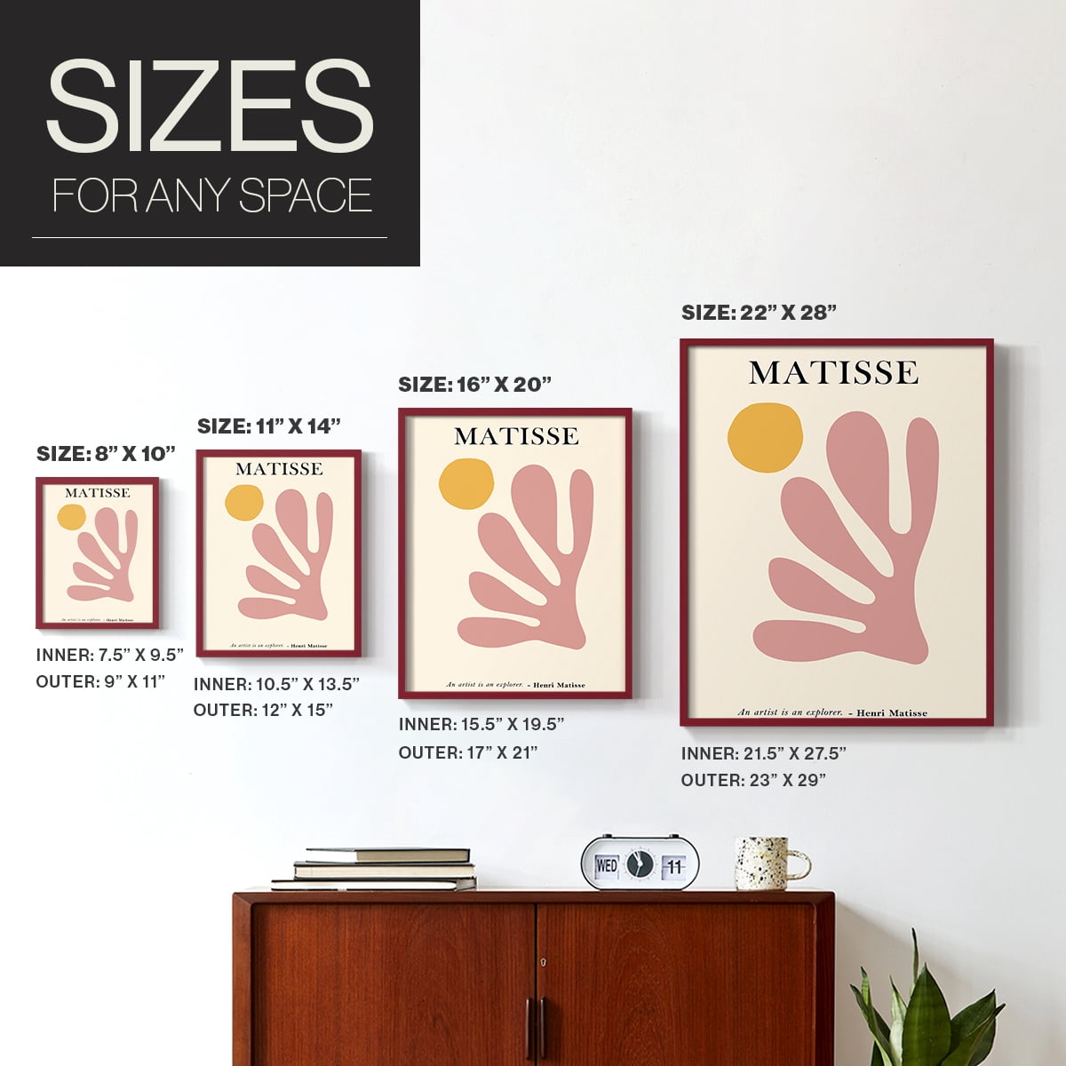 Matisse CDLXXX in Red Solid Wood Framed Print No Nail Hanging