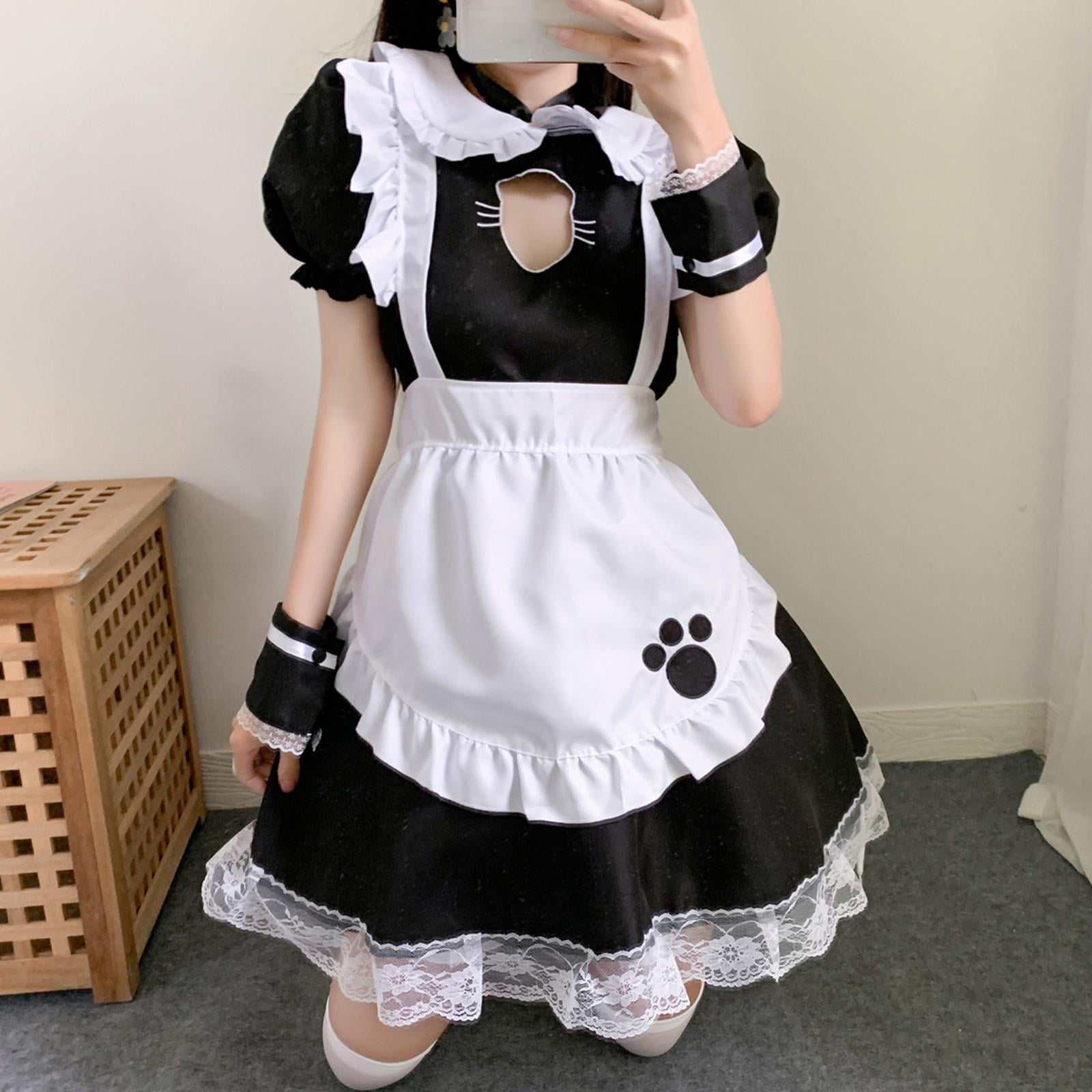 Set De 2 Accesorios De Disfraz De Criada Para Niñas Y Mujeres – Gorro Blanco Con Volantes Y Delantal De Media Cintura – Perfecto Para Halloween, Cosplay Y Fiestas Temáticas