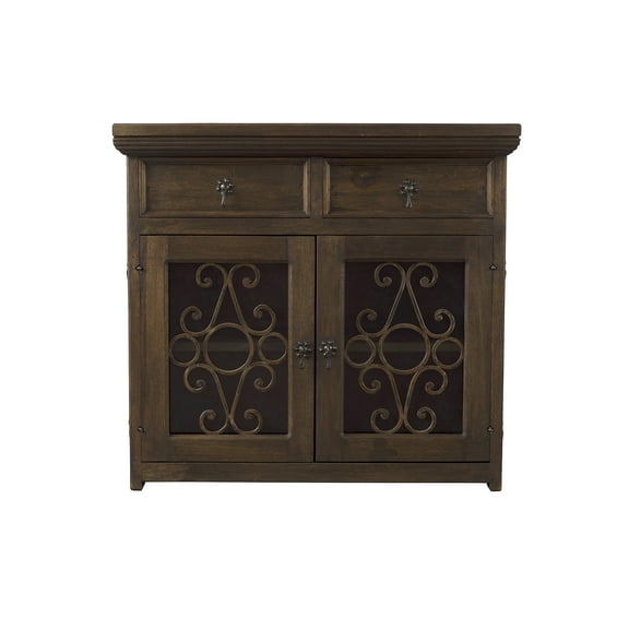 Artesano Home Decor - Handmade Solid Reclaimed Barn Wood & Wrought Iron Hardware Buffet & Sideboard Ideal for Home, Living Room and Bar or Restaurant (Brown) - Rustic Style 02 - 39" Width