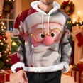 thumbnail image 2 of Men's Christmas Hoodie 3D Santa Claus Cartoon Graphic Sweatshirt Merry Christmas Pullover Xmas Holiday Party Tops, 2 of 6