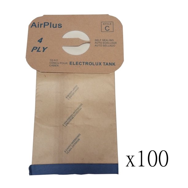 (100) C Style Vacuum Bags for Electrolux 4 Ply Filter