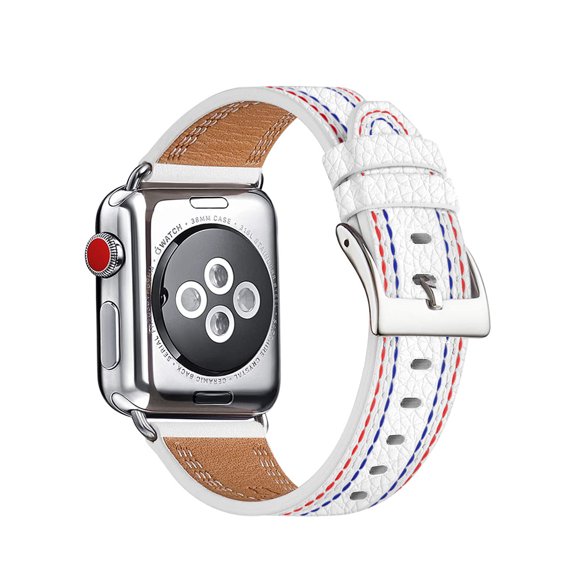 LBEAR Leather Apple Watch Bands Wristband Replacement Band 41mm 40mm 38mm White