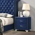 thumbnail image 3 of Simple Relax 2 Drawers Velvet Nightstand with Metal Handles Grey, Chrome, 3 of 5