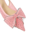 thumbnail image 3 of XYD Women Layered Bowknot Crystal Studs Flats Pointed Toe Elastic Slingback Shoes Gorgeous Prom Bridal Sandals Size 7 Pink, 3 of 4