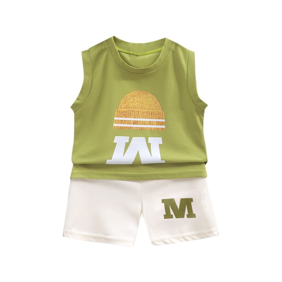 Edvintorg 0Months-5Years Toddler Baby Boys Clothing Sets 2024 Summer Outfits Fashion Printed Casual Sleeveless Round Neck Tops And Short Sets Kids Clothes Boys