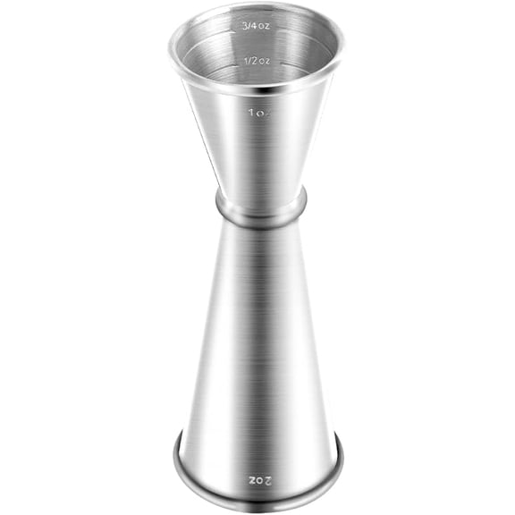 CZQ Jigger for Bartending, Double Cocktail Jigger 304 Food Grade Stainless Steel Jigger 2 OZ 1 OZ with Measurements ide, Silver