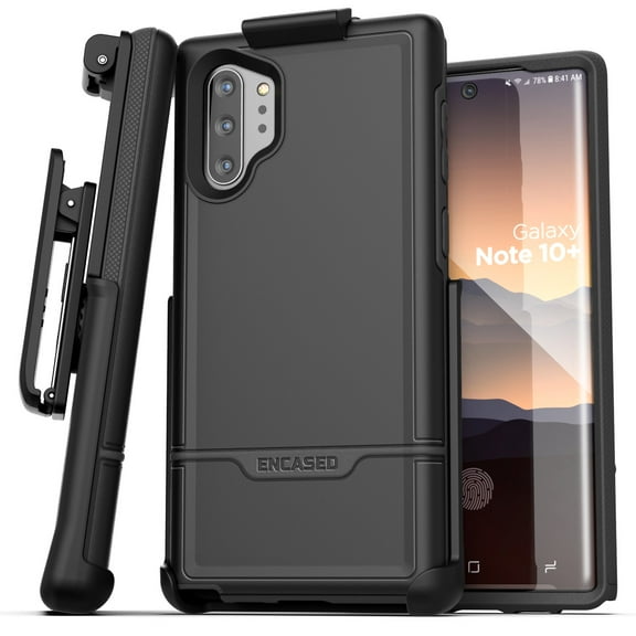 Encased Galaxy Note 10 Plus Belt Clip Protective Holster Case (2019 Rebel Armor) Heavy Duty Rugged Full Body Cover w/ Holder for Samsung Note 10  (Black)