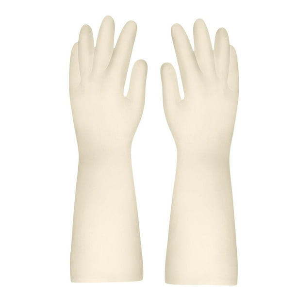 Guantes de Limpieza de Nitrilo Reutilizables, Resistentes para Lavavajillas, Protección Duradera para La Cocina, Ajuste Cómodo, Varios Tamaños, Paquete de 2, Color Blanco, 33 Cm de Largo.