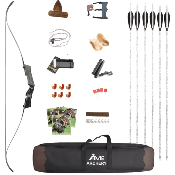 Wood Recurve Bow 57" Traditional Hunting Archery Set 40-55 lbs