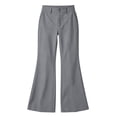 thumbnail image 4 of Karymi Jeans for Women Solid Double Button Zip Fly Flare Pants, High Waist Casual Bootcut Trousers with Pockets, 4 of 6