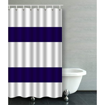 Rylablue Nautical White And Navy Blue, Shower Curtain Nautical Blue Stripe