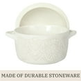 thumbnail image 6 of The Pioneer Woman Vintage Lace 7.25” 1 qt Ceramic Casserole Dish, Mini Cocotte Baking Dish with Lid, Linen, 6 of 13