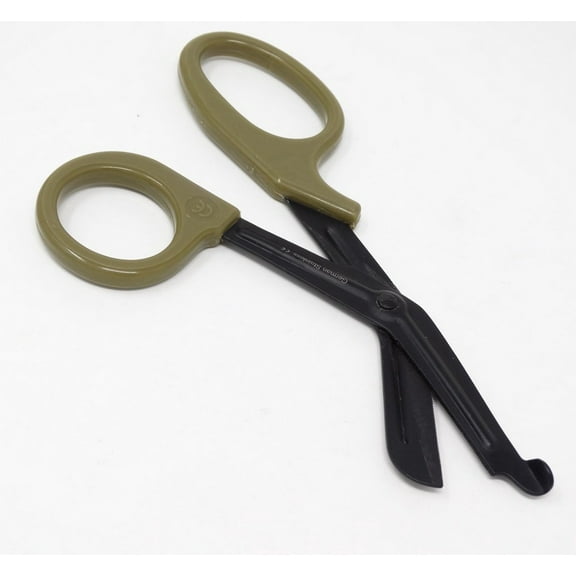 Sand Tan Handle with Fluoride Coated Black Blades Trauma Shears 7.25"