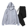 thumbnail image 2 of UVEASISHA Sweatsuit Sets for Men Oversized Zip Up Hoodies and Jogger Pants Suits Winter Fleece Lined Sweatshirt Jackets Casual Tracksuit 2 Piece Fall Outfits Gray L, 2 of 4