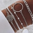 thumbnail image 2 of Pulsera de cuero ajustable con adorno de mano circular ahuecado de 5 piezas, pulsera sencilla para traje, 2 of 3