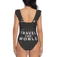 thumbnail image 6 of Yiaed Travel The World1 Print Women's Ruffled One Piece Swimsuit V Neck Swimwear Slimming Monokini for Woman-Medium, 6 of 8