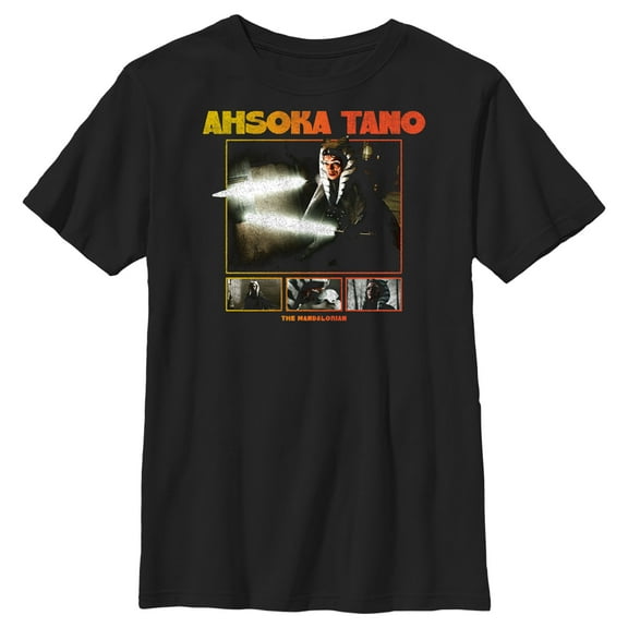 Boy's Star Wars: The Mandalorian Ahsoka Tano Scenes  Graphic Tee Black X Large