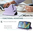 thumbnail image 4 of Dteck Crossbody Wallet Case for iPhone 13 Mini, PU Leather Phone Case with Card Holder Kickstand & Wrist Strapp Cover Magnetic Closure Flip Handbag Purse Shell for Women,Purple, 4 of 6