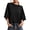 Black, variant on Womens Pullover Sweaters 3/4 Sleeve Oversized Cropped Sweaters Casual Crewneck Knit Tops