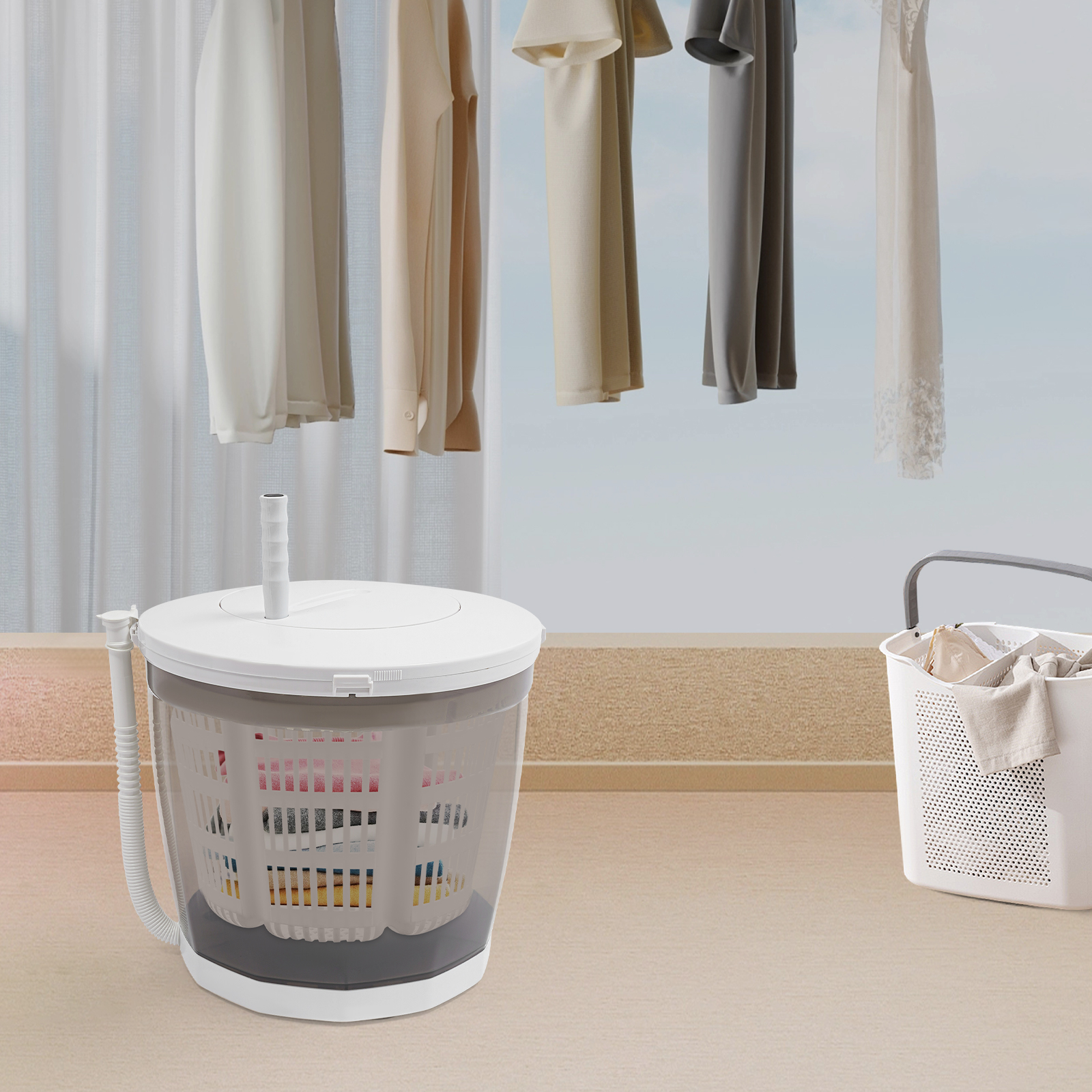 2kg 2 in 1 Non-Electric Manual Mini Portable Washing Machine Compact Washer Clothes Spin Dryer for Socks Towels Diapers Baby Clothes