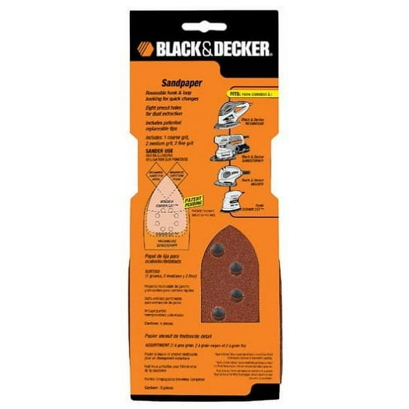 BLACK DECKER Mega Mouse Sandpaper 120-Grit Medium - 5 Pack, Pack Of 1