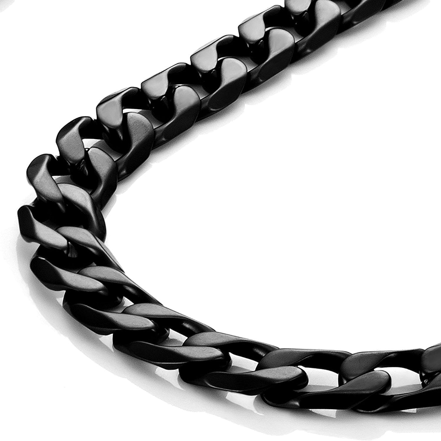 Urban Jewelry - Powerful Mens Necklace Black 316L Stainless Steel Chain Men's 18 Inch Stainless Steel Necklace