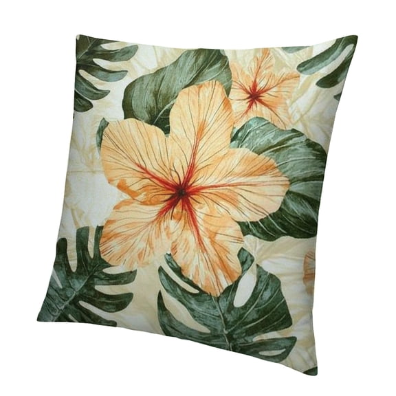 Autua Hawaiian hibiscus flower throw pillowcase summer tropical pillowcase decorative pillowcase home décor living room patio 12x12in