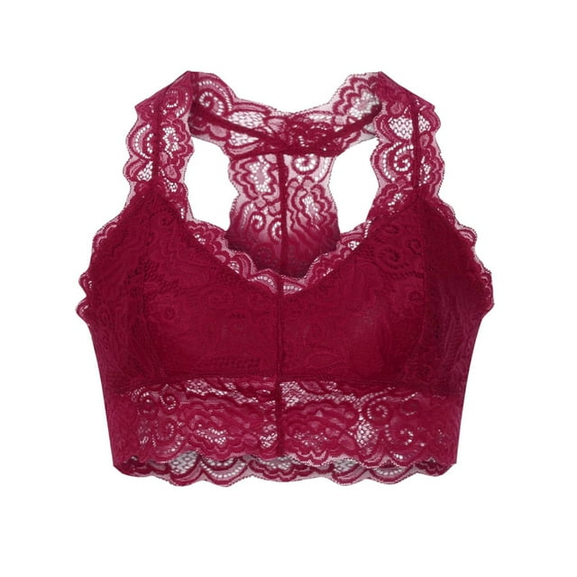 fartey Womens Floral Lace Bras Full Coverage Racerback Bra Removable Padded Yoga Bralettes Bustier Sports Bras Wireless Seamless Comfort Everyday Lingerie
