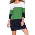 thumbnail image 1 of Femmes Col Rond Demi-Manche Couleur Bloc Poche T-shirt Robe, 1 of 3