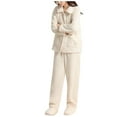 thumbnail image 2 of FDGIU Women's Winter Fuzzy Pajamas Set‌, 2 Piece Cozy Fleece Sleepwear, Loungewear Long Sleeve Top with Pockets, 2 of 5