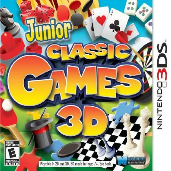 Restored Junior Classic Games 3D (Nintendo 3DS, 2012) Puzzle Game (Refurbished)
