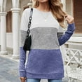 thumbnail image 2 of Womens Color Block Patchwork Tunic Tops Crewneck Long Sleeve Dressy Casual T Shirts Loose Comfy Basic Fall Blouses Tops, 2 of 6
