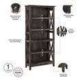 thumbnail image 4 of Bush Furniture Key West Tall 5 Shelf Bookcase, Set of 2, Dark Gray Hickory, 4 of 8