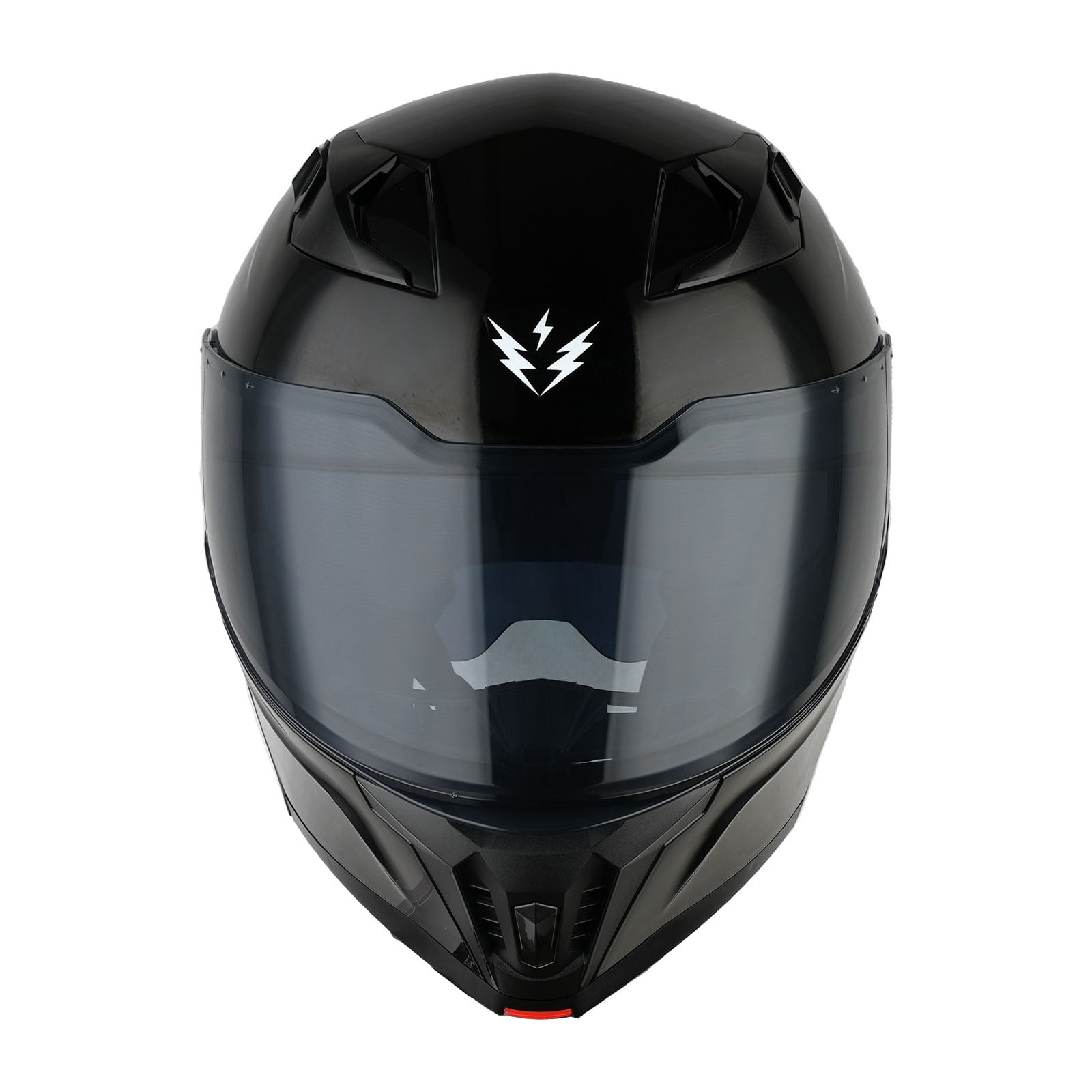 1Storm Motorcycle Modular Flip up Dual Visor Helmet Street Bike Sun Shield Full Face KT928: Glossy Black + One Extra Clear Shield
