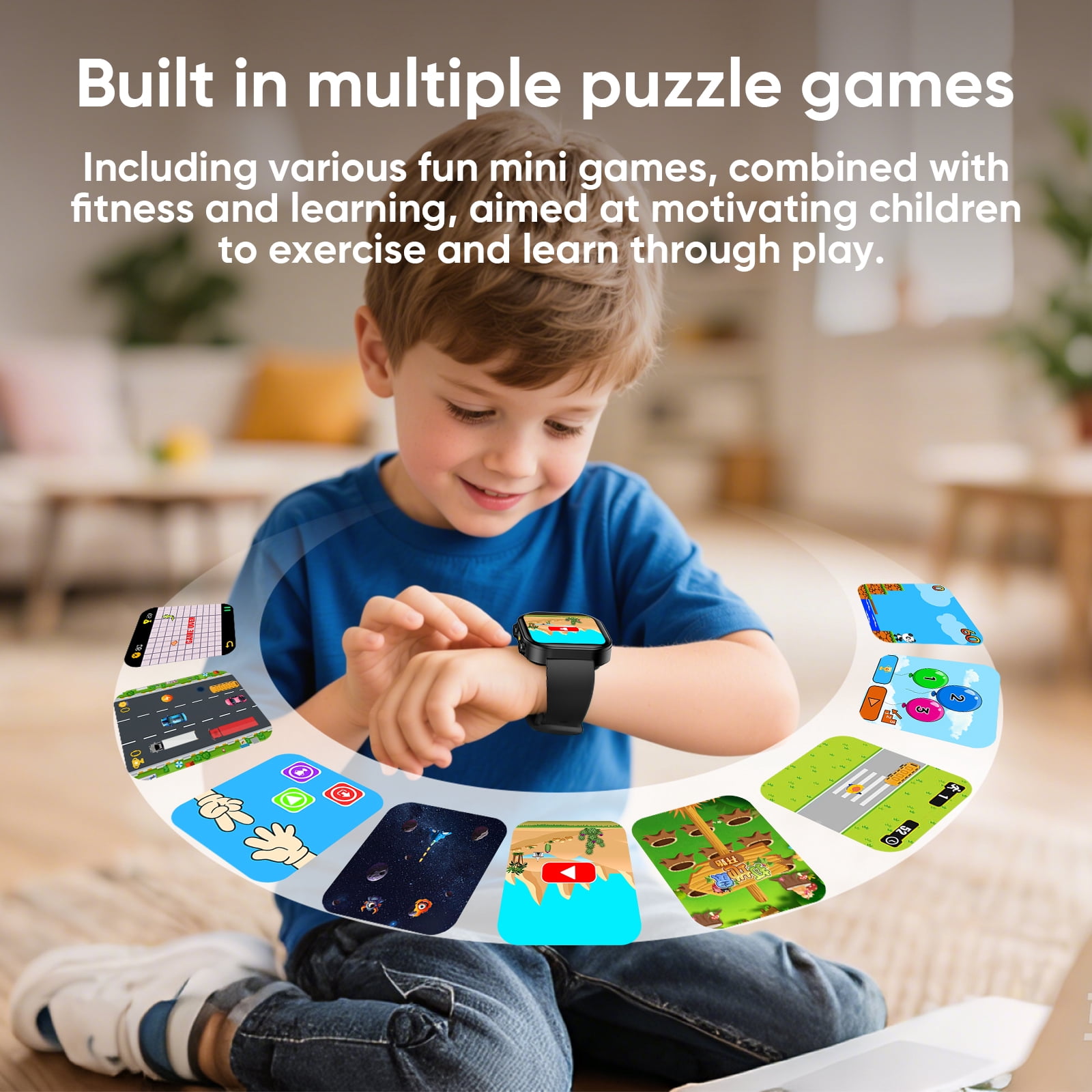 Mingdaln Kids Smart Watch Gift for Age 5-12, 13 Games HD Touch Screen Watches with Music Player Pedometer Flashlight 12/24 hr Educational Toys Birthday Gifts for Ages 7 8 9 10