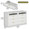 thumbnail image 4 of White 8 Drawers Dresser with Charging Station and LED Lights for Bedroom, Modern Chest of Drawers for Closet, Double Wide Dresser Organizer for Bedroom, Living Room, Entryway, 4 of 5
