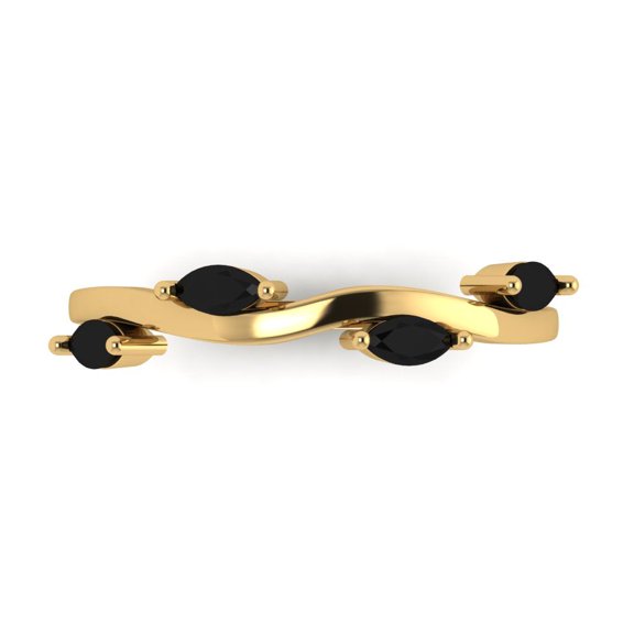0.4 ctw Wedding Band for Women - 18K Yellow Gold Natural Onyx Stackable Eternity Ring
