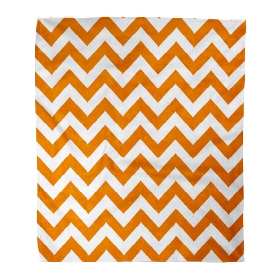 SIDONKU Throw Blanket Warm Cozy Print Flannel Orange Artistic Chevron Zigzag Pattern Pink Bright Cream Digital Geometric High Comfortable Soft for Bed Sofa and Couch 50x60 Inches