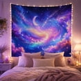 thumbnail image 2 of Crescent Moon in Colorful Nebula Clouds and Stars, Dreamy Fantasy Style for Celestial Art Lovers, Galaxy Wall Art, Housewarming Gift, Tapestry Wall Hanging for Bedroom and Dorm, 2 of 7