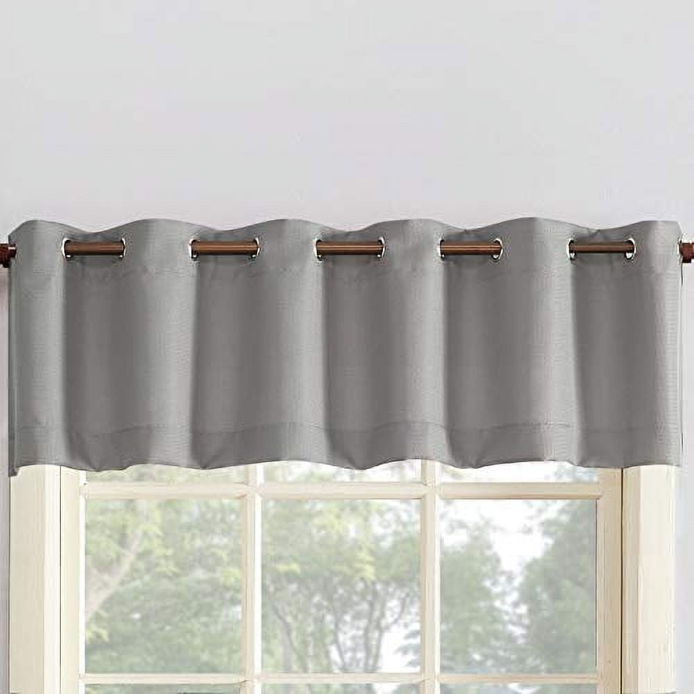 No. 918 Nathan Casual Textured Semi-Sheer Grommet Kitchen Curtains, 56"x14", Nickel