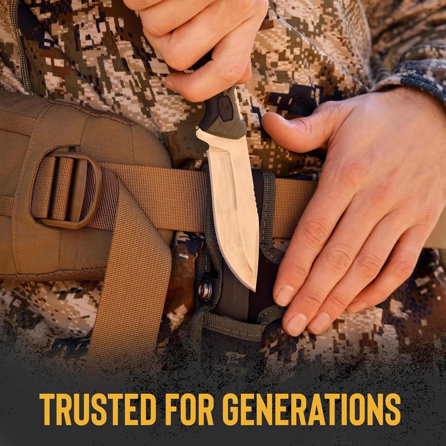 Buck Knives 658 Small Pursuit Hunting Knife, 3-3/4" Fixed Blade, Nylon Handle, Green, 3.3 oz