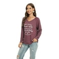 thumbnail image 5 of Aosijia Womens Tops V-neck Raglan Long Sleeve Letter Print Top Pullover Loose Casual T-Shirt Tunic Blouse, 5 of 7