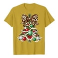 thumbnail image 6 of idosla Faux Glitter Green Floral Christmas Tree with Red Dots Bow Shirt for Women Teens and Girls (Yellow, L), 6 of 6