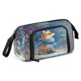 thumbnail image 2 of Nylon Fish Mouth Pencil Case with Large Capacity Zipper Pencil Pouch Fox Wearing Blue Scarf Pencil Bag Organizers, 2 of 7